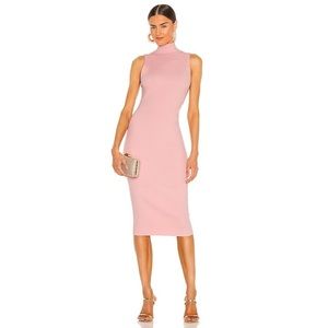 Alice+Olivia Brooklynne Ribbed Turtleneck Dress Blush Pink Sleeveless Barbiecore